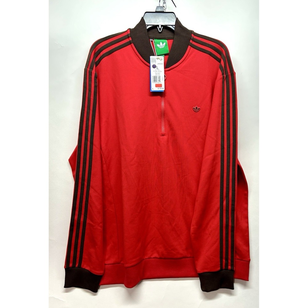 Adidas JW3945 Men's F 3 Stripe 1/4 Zip Better Scarlet Golf Sweatshirt Size Large